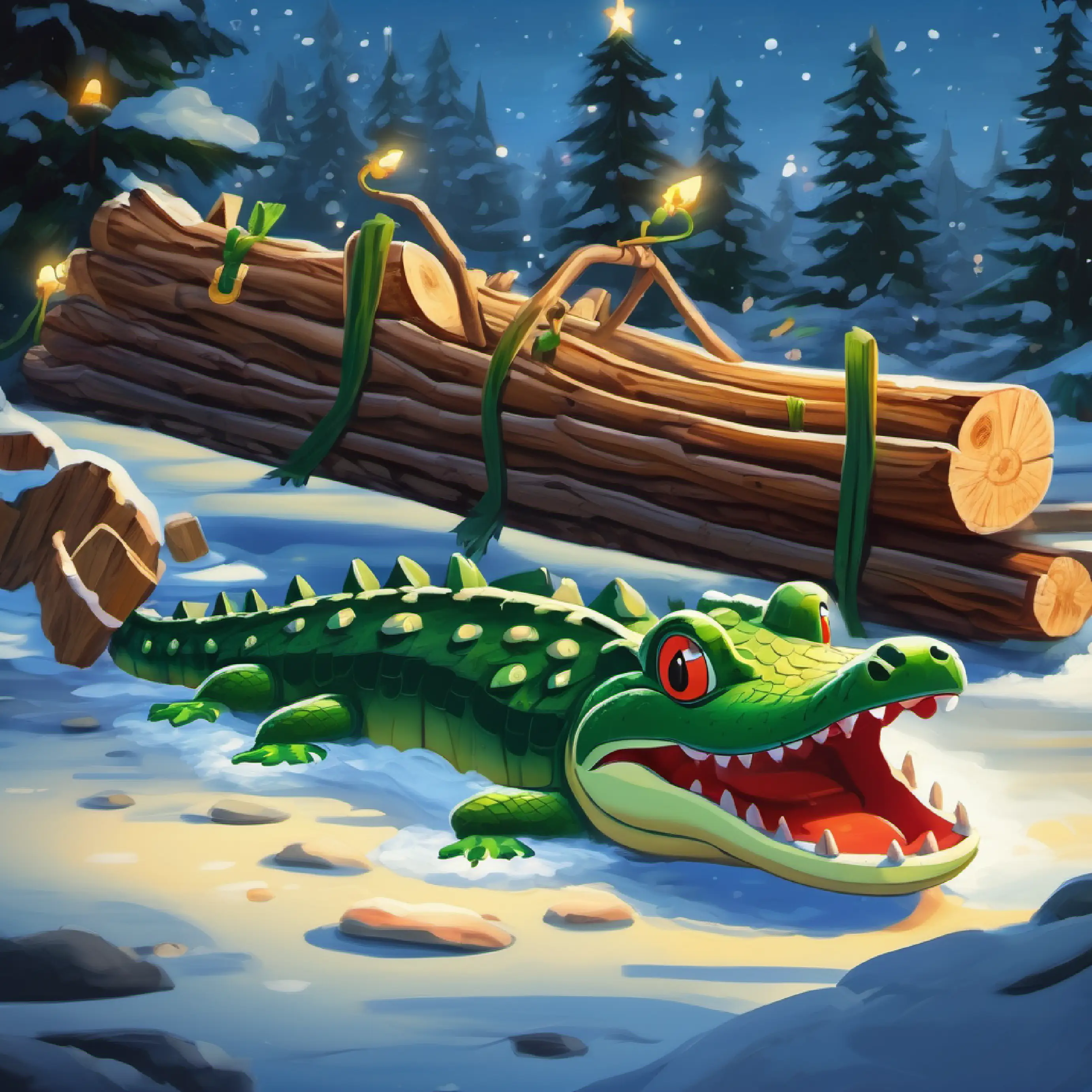 Revealing the floating 'logs' as crocodiles