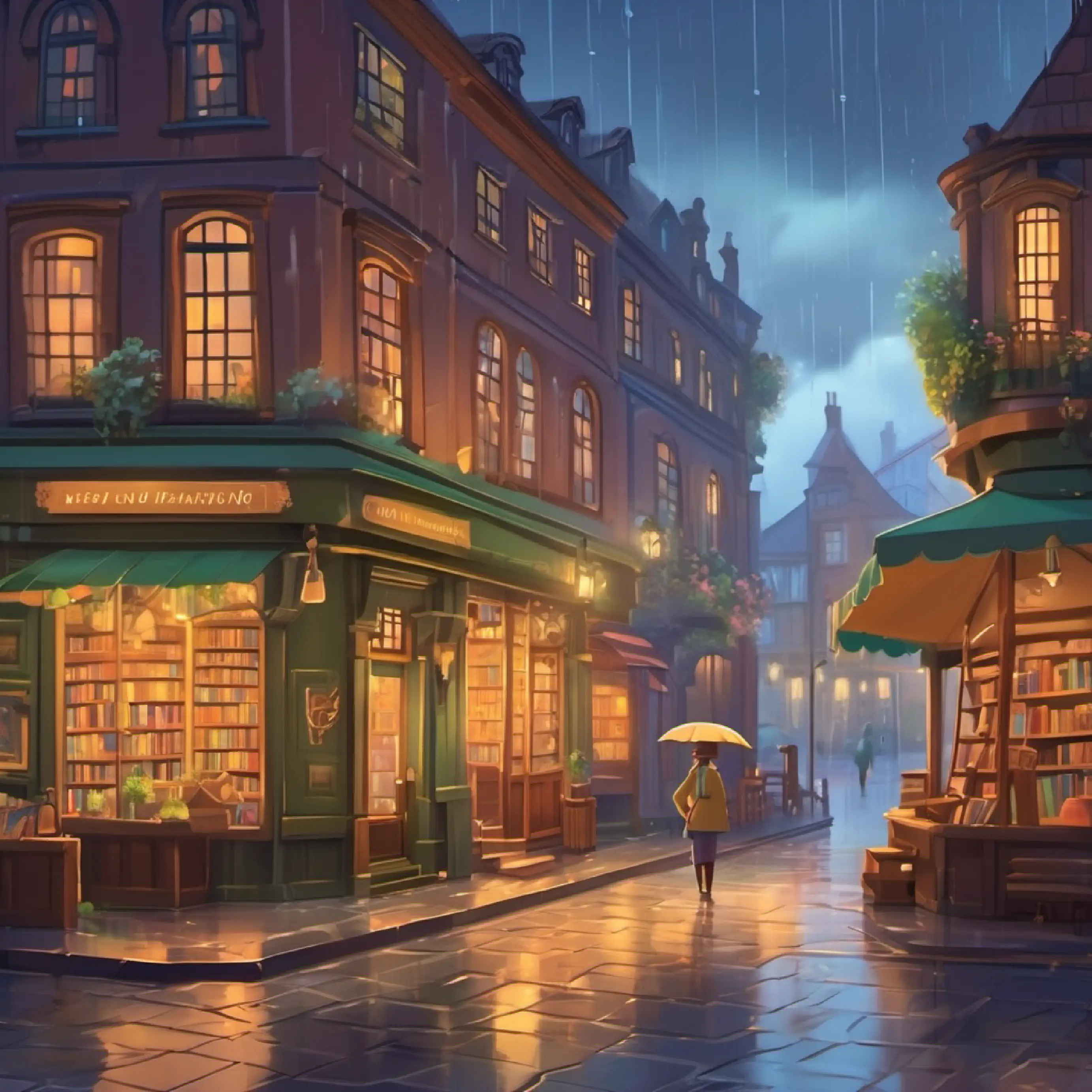 Introduction to the enchanted bookstore on a rainy day with the arrival of Josi and meeting Mrs. Pleasent.