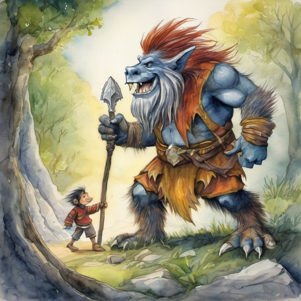 Undeterred, Sparky summoned his inner bravery and approached the troll with a smile. He spoke kindly to him, asking if he could pass. The troll, surprised by the dragon's sincere approach, granted him permission to cross. Sparky's good-hearted nature and self-assuredness melted the troll's cold exterior. Deep inside, the troll had always longed for friendship but had never known how to find it. Sparky's kindness showed him the power of confidence and how it could transform not only himself but others as well.