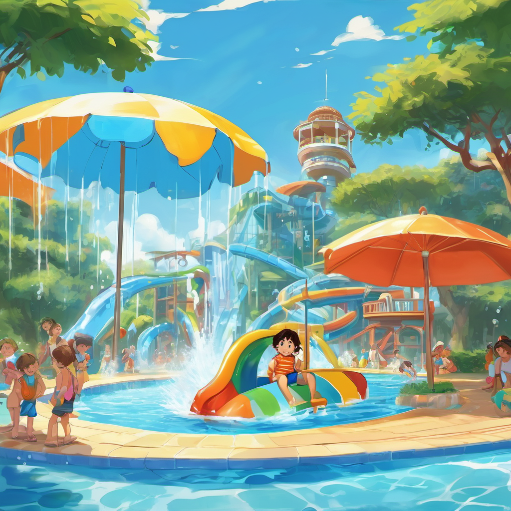 When Carl arrived at the water park, his eyes grew wide with wonder. There were giant water slides, colorful umbrellas, and a huge pool filled with sparkling blue water. The sound of laughter and splashes filled the air as children enjoyed their time in the sun. Without thinking twice, Carl rushed towards the pool and began happily slurping up all the water. His powerful drinking ability allowed him to gulp down enormous amounts of water, and he felt as if he could keep going forever. Oh, how satisfied he was!