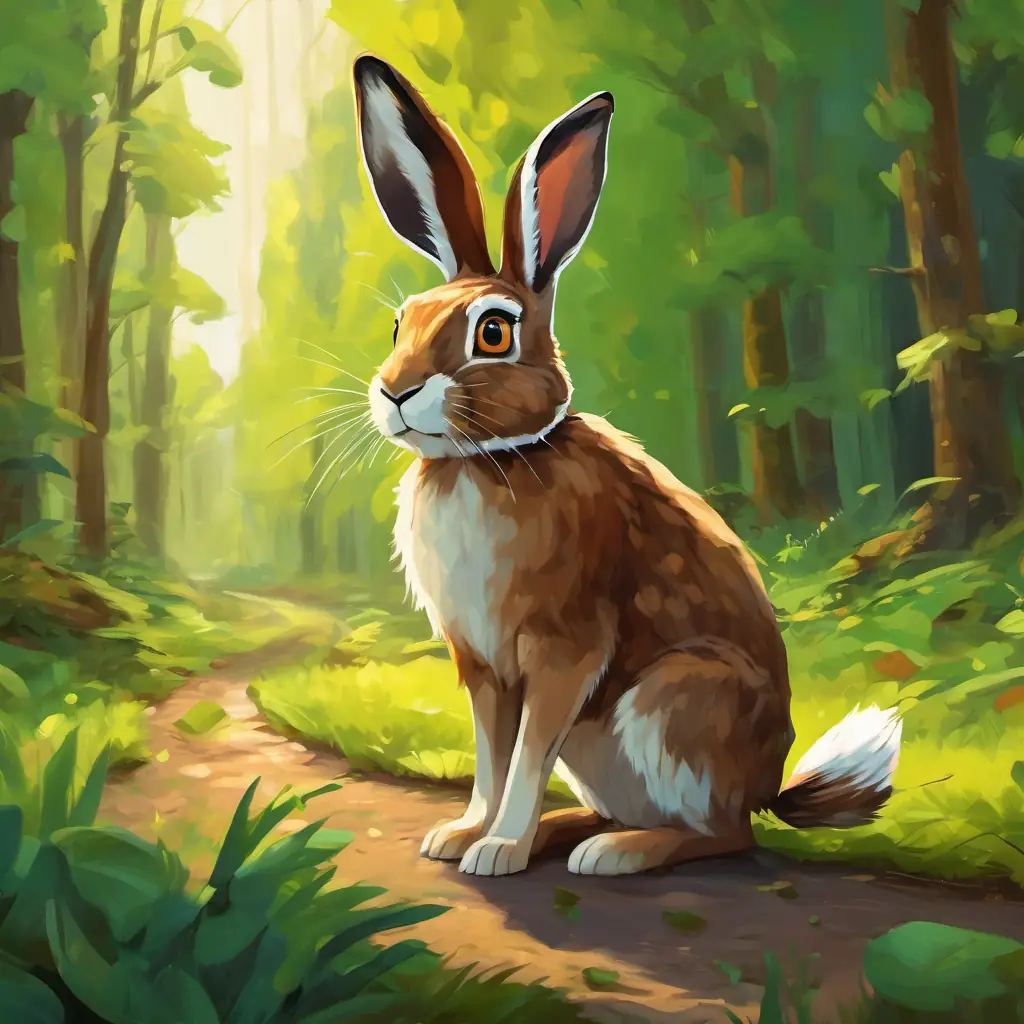 The The Hare has brown fur and quick, bright eyes brags about his speed, while the The Tortoise has a green shell and kind eyes is calm and composed.