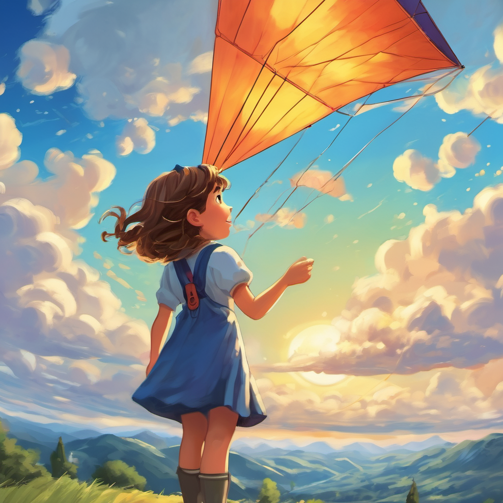 Wendy's eyes widened with excitement as the kite continued, "See, Wendy, the Earth's atmosphere is an amazing thing. It has different layers filled with gases like nitrogen, oxygen, and even tiny droplets of water called clouds. These clouds are what make our weather!" The kite then explained to Wendy about high and low-pressure systems, warm and cold fronts, and how they work together to create different types of weather. Wendy listened intently, learning about sunny days, rainy days, thunderstorms, and even snowfall.