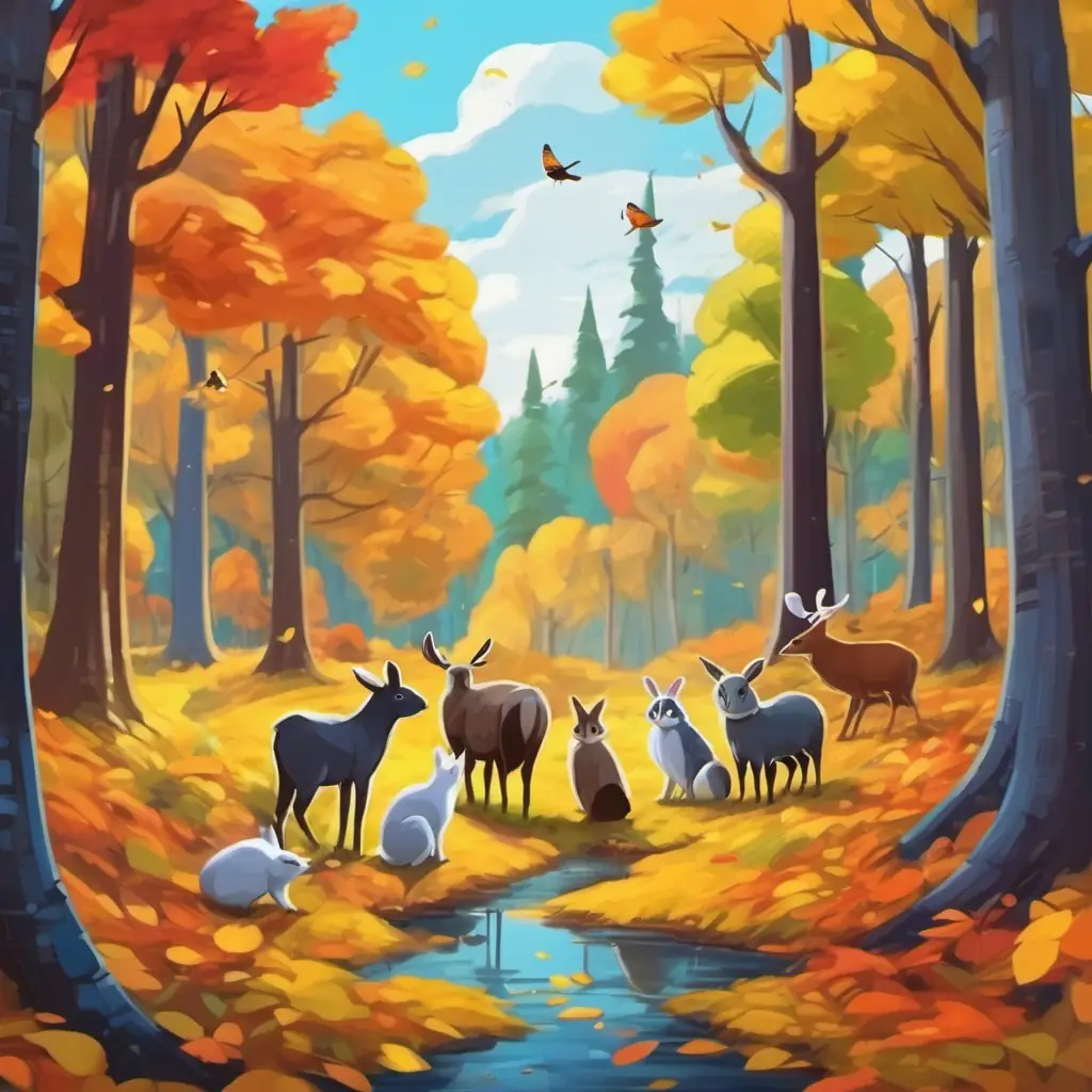 Animals searching through the forest and talking to other animals