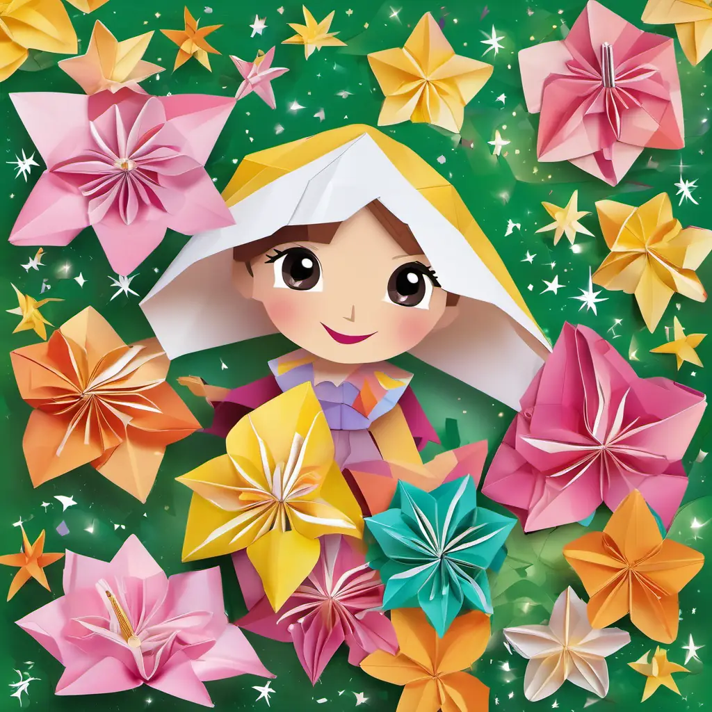 Lily: Happy, with brown eyes and glowing skin, always smiling and Millie: Playful, with green eyes and rosy cheeks, full of fun and laughter, twirling and tapping feet to a magical tune, surrounded by sparkling stars.