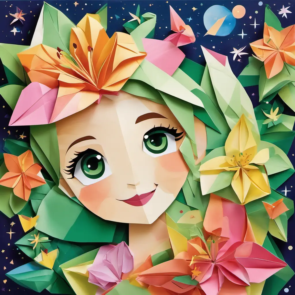 Lily: Happy, with brown eyes and glowing skin, always smiling and Millie: Playful, with green eyes and rosy cheeks, full of fun and laughter, smiling and blowing kisses as colorful secret signals fly through the starry sky above them.