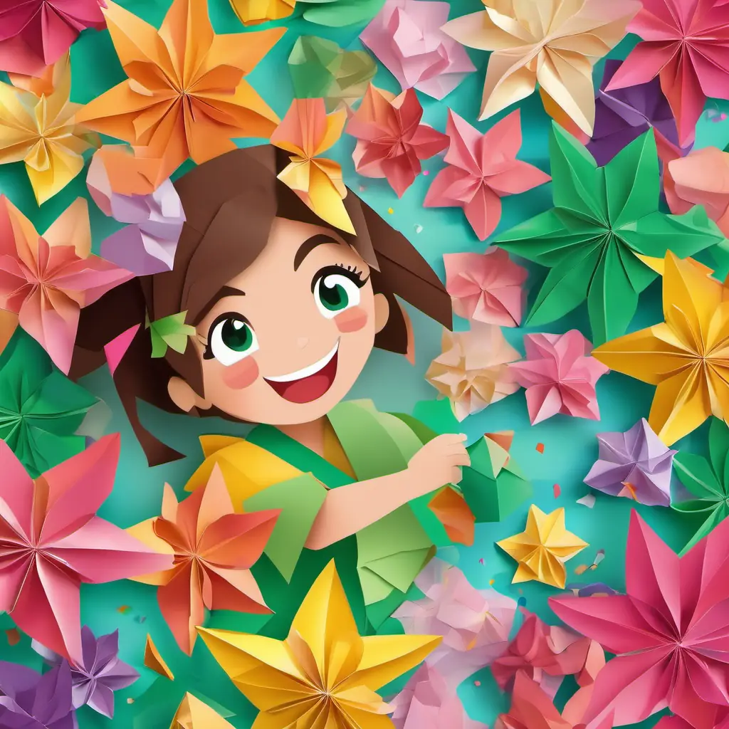 Lily: Happy, with brown eyes and glowing skin, always smiling and Millie: Playful, with green eyes and rosy cheeks, full of fun and laughter, hand in hand, leading a joyful parade as colorful confetti and giggles fill the air around them.