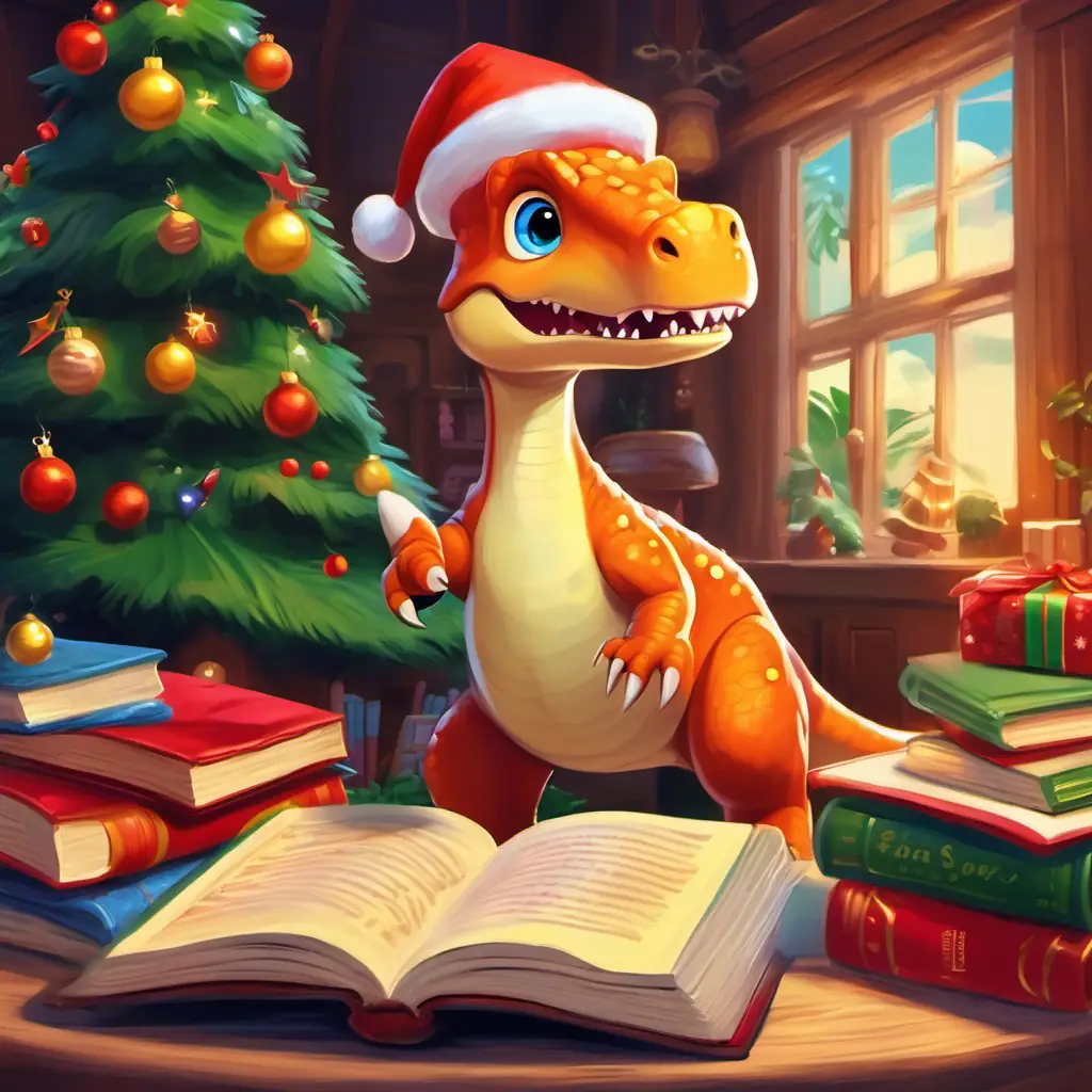 Dino pointing at sight words in the book and reading aloud with Rex.