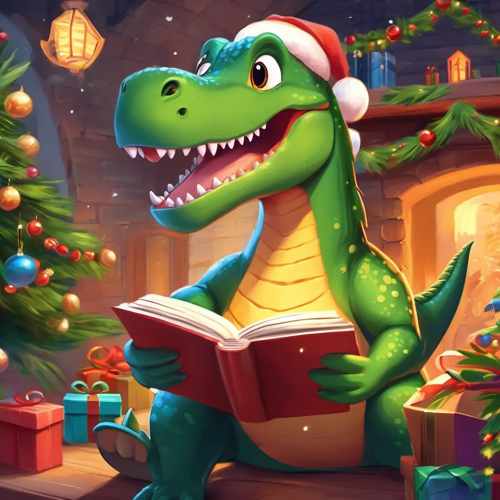 Dino happily discovering new sight words and feeling joyful while reading.
