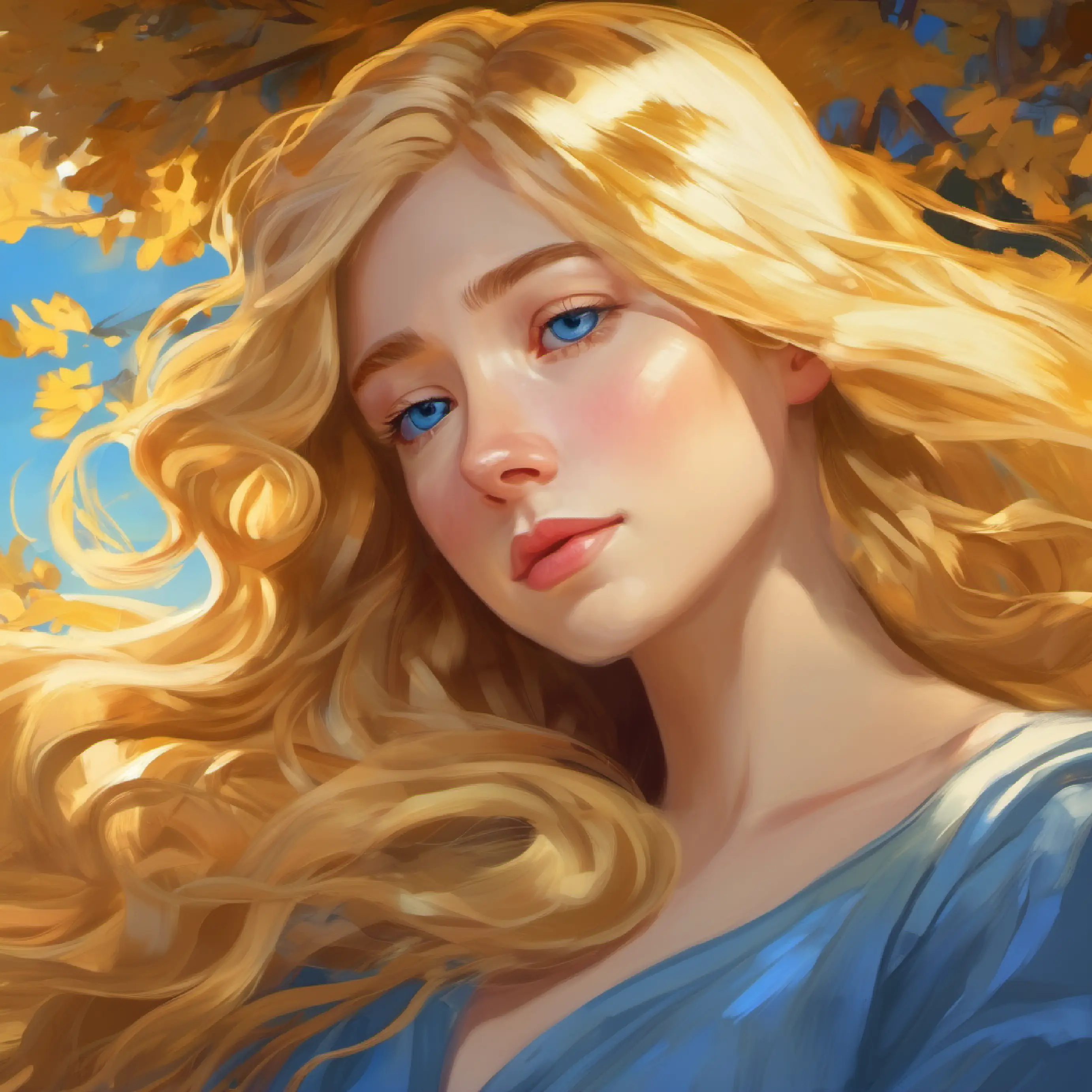 Golden hair, blue eyes, beloved by all pricks her finger and falls asleep.