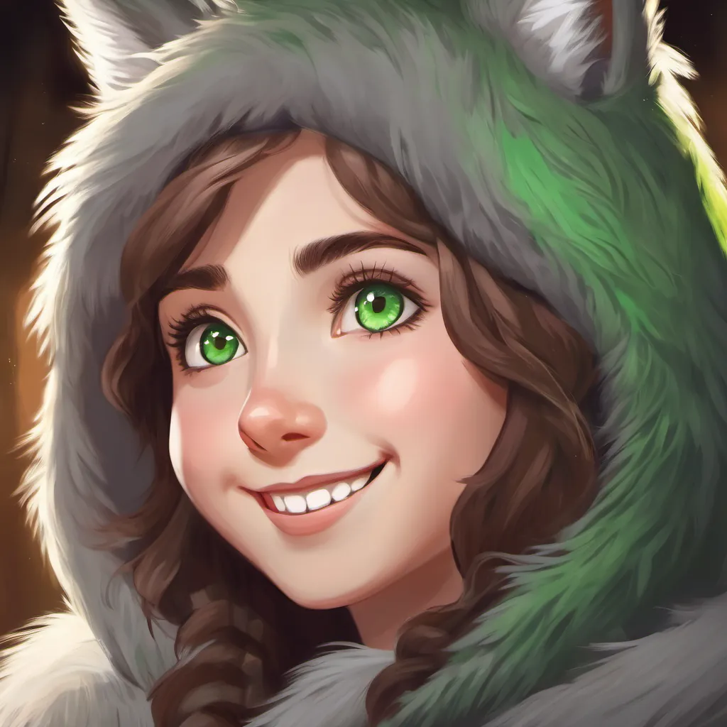 Conclusion; smiling Gray fur, green eyes; lesson learned
