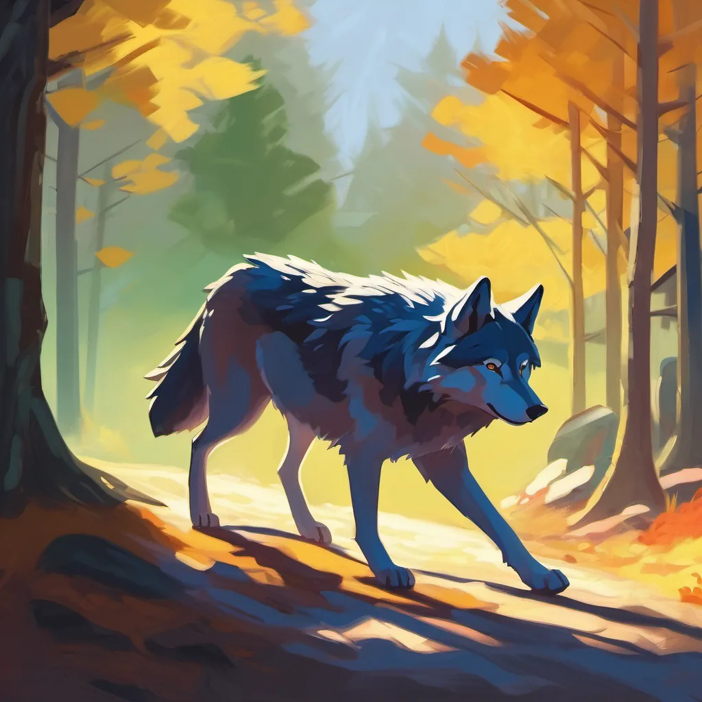 Wolf in confusion; smaller, wobbling shadow
