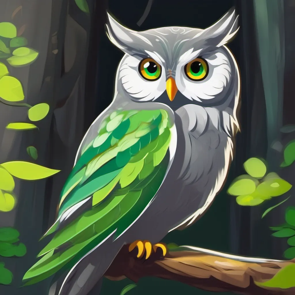 Seeking advice; Gray fur, green eyes goes to Owl; wise Owl