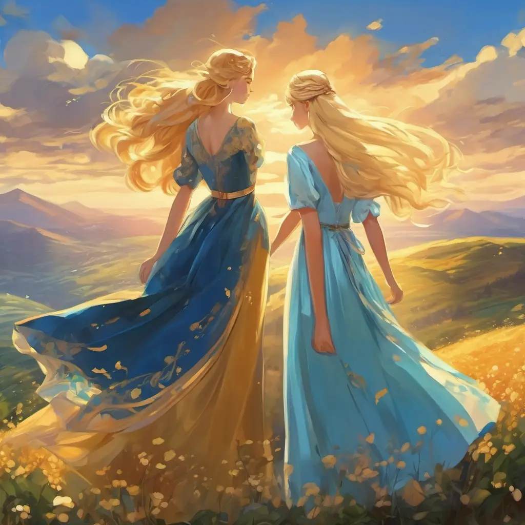 Different Golden hair, sparkling blue eyes, beautiful dresses with beautiful dresses arrived from faraway lands.