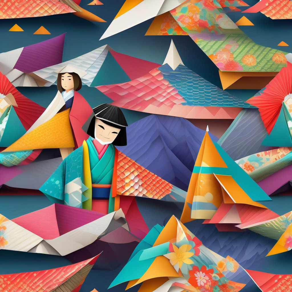A young Japanese girl with an adventurous spirit, wearing a colorful kimono. learns about the code of honor and respect from an elderly samurai.