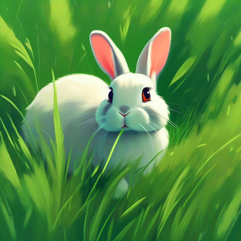 Bunny sitting in a green meadow