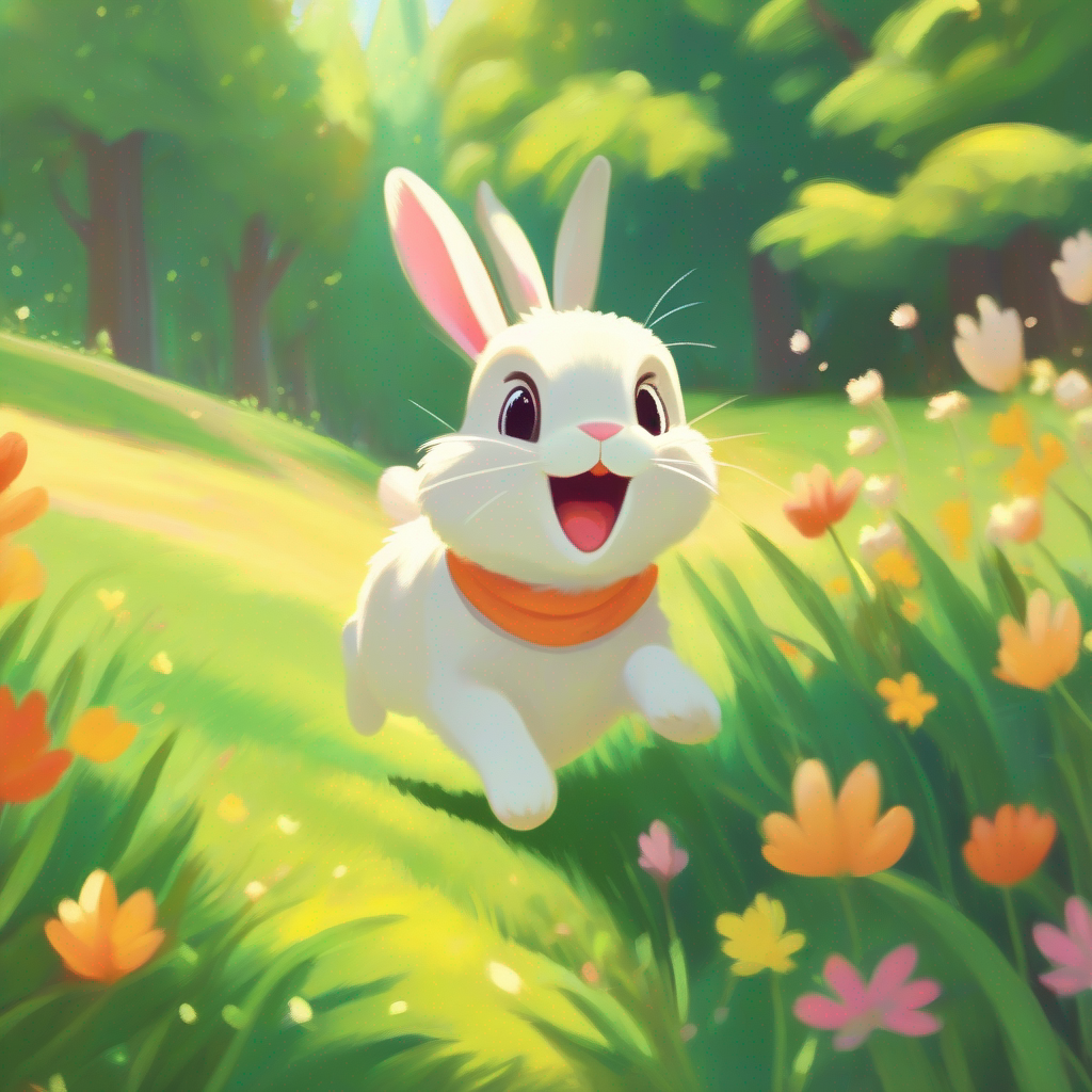 Bunny hopping happily in the sunshine