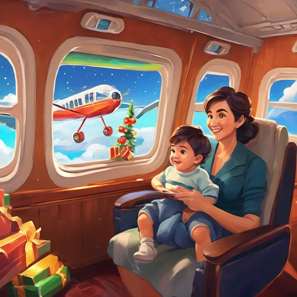 On the plane, Auntie Kaira cherishes the sweet memories of cute baby boy Grayson's first plane and flight adventure.