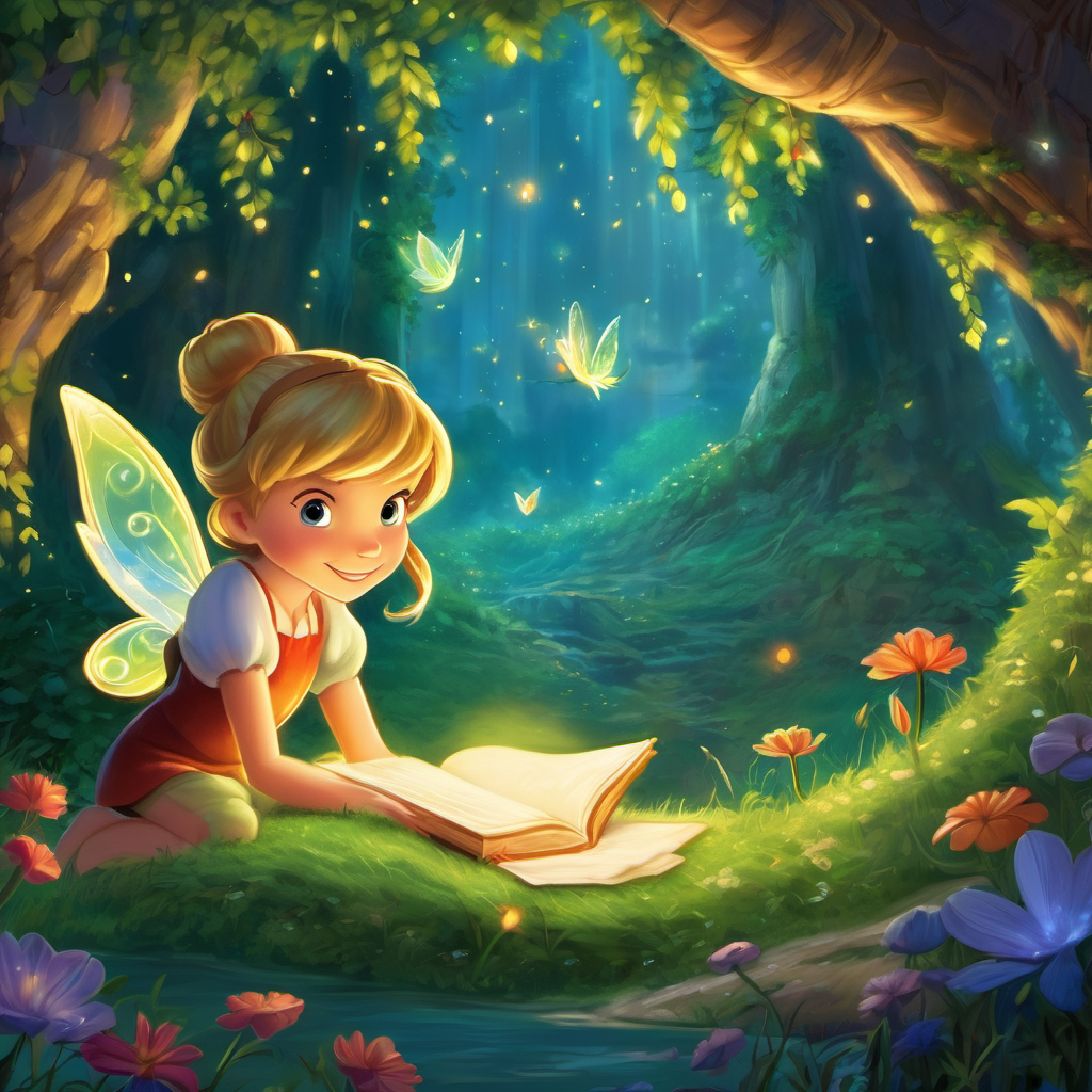 As the last story was read, the Lost Storybook began to disappear. The characters smiled in gratitude, knowing that they could return to their tales once again. Tinker Bell and her fairy friends bid them farewell, promising to cherish their stories in their hearts forever. With a final sprinkle of pixie dust, Tinker Bell closed the Lost Storybook and returned home. She settled back into her cozy bed, feeling fulfilled and overjoyed. She realized that even though she had given the characters their stories back, they had given her something in return - the magic of imagination, friendship, and the power of a good night's story.