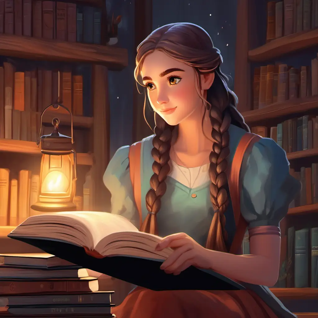 Mo, quiet girl, long braided hair, dark eyes, always with a book writes a space story.