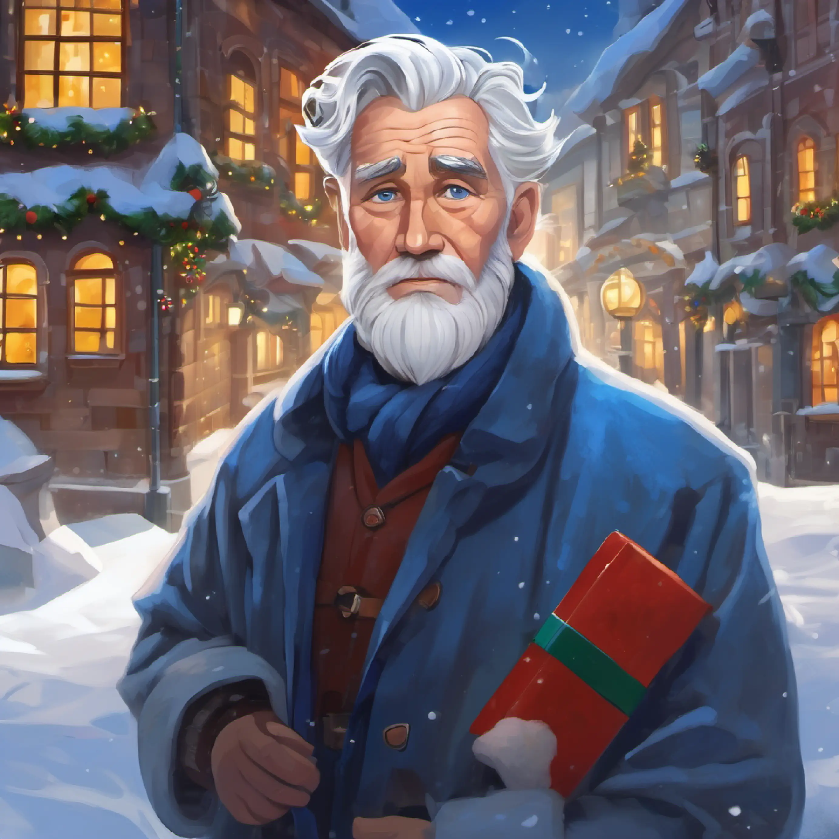 Older man, silver hair, piercing blue eyes, thoughtful expression ventures into the poorer districts, a revelation.