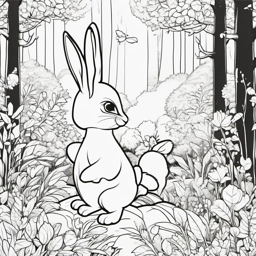 Meeting a friendly rabbit and playing joyfully in the forest.