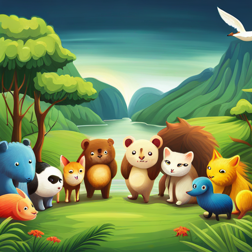 A group of diverse animals holding hands