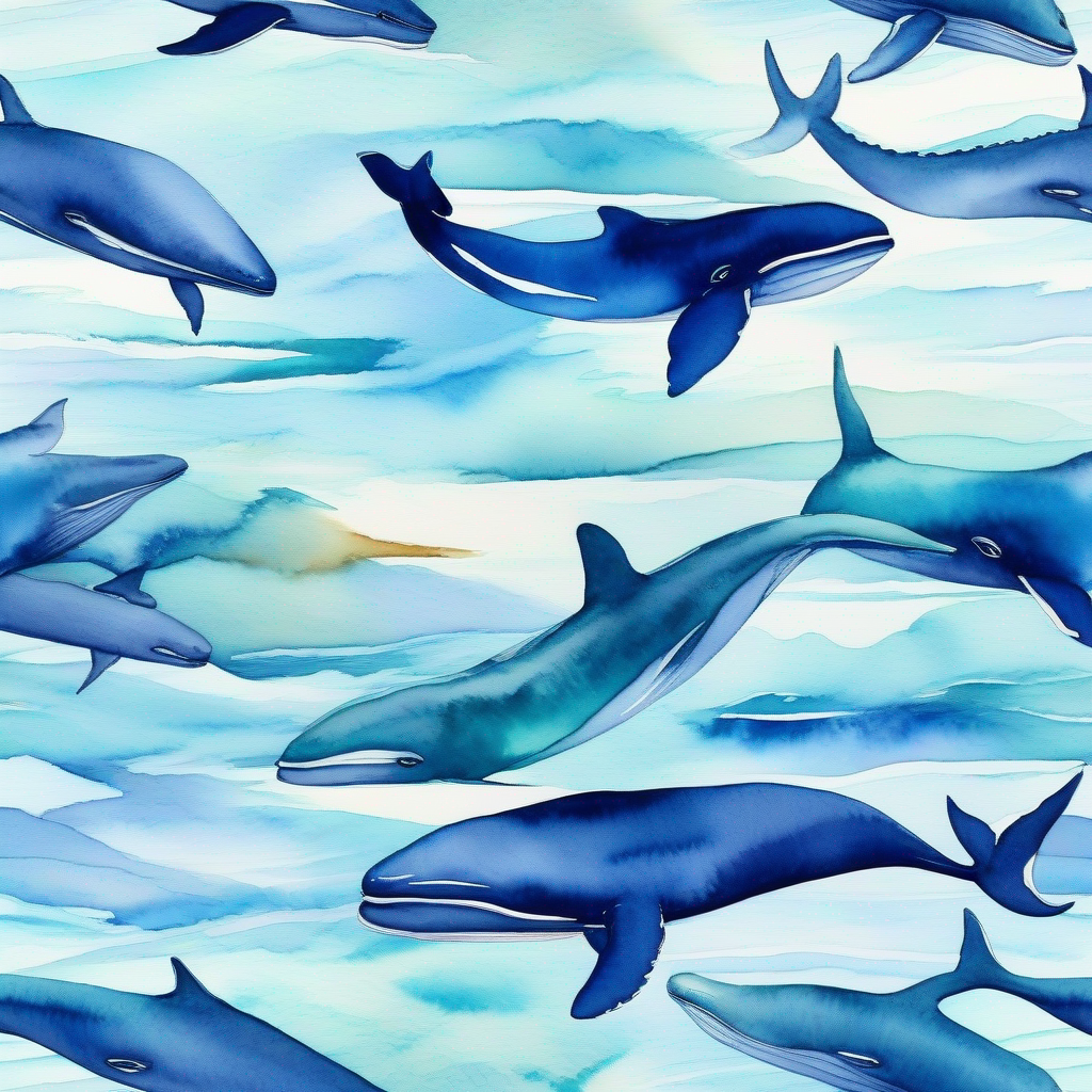 Deep blue ocean with a special whale singing.