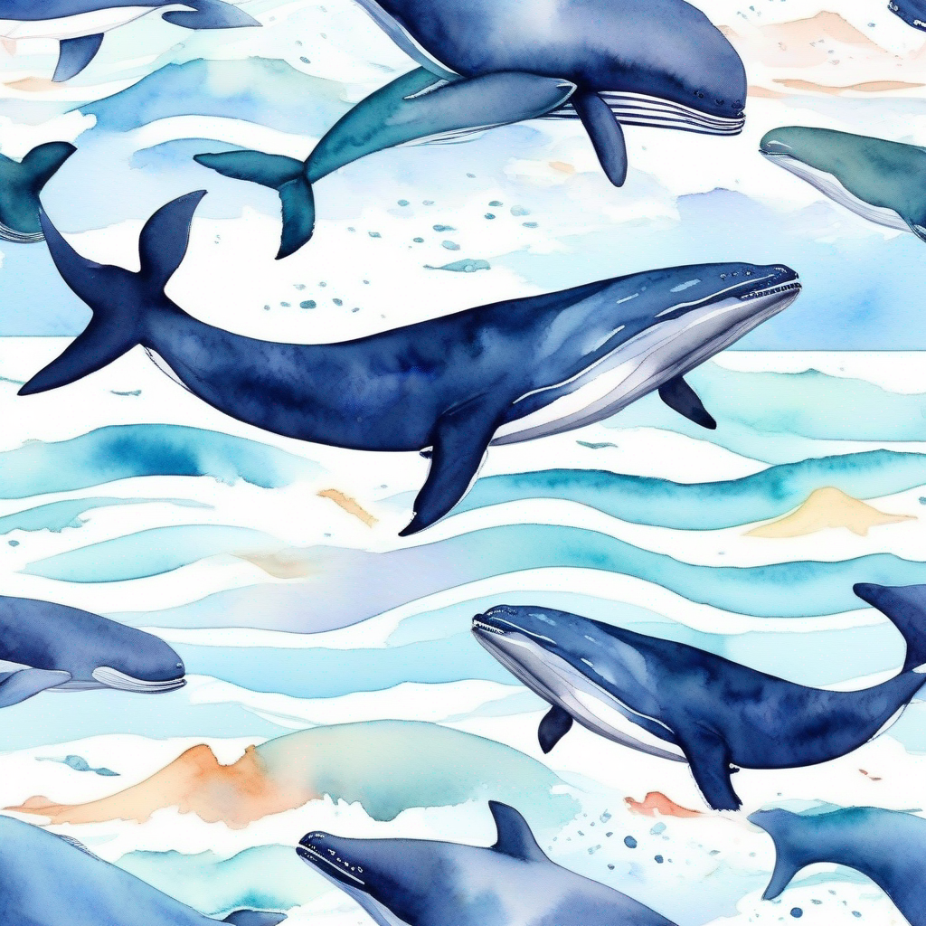 Lonely whale swimming with other whales in the ocean.