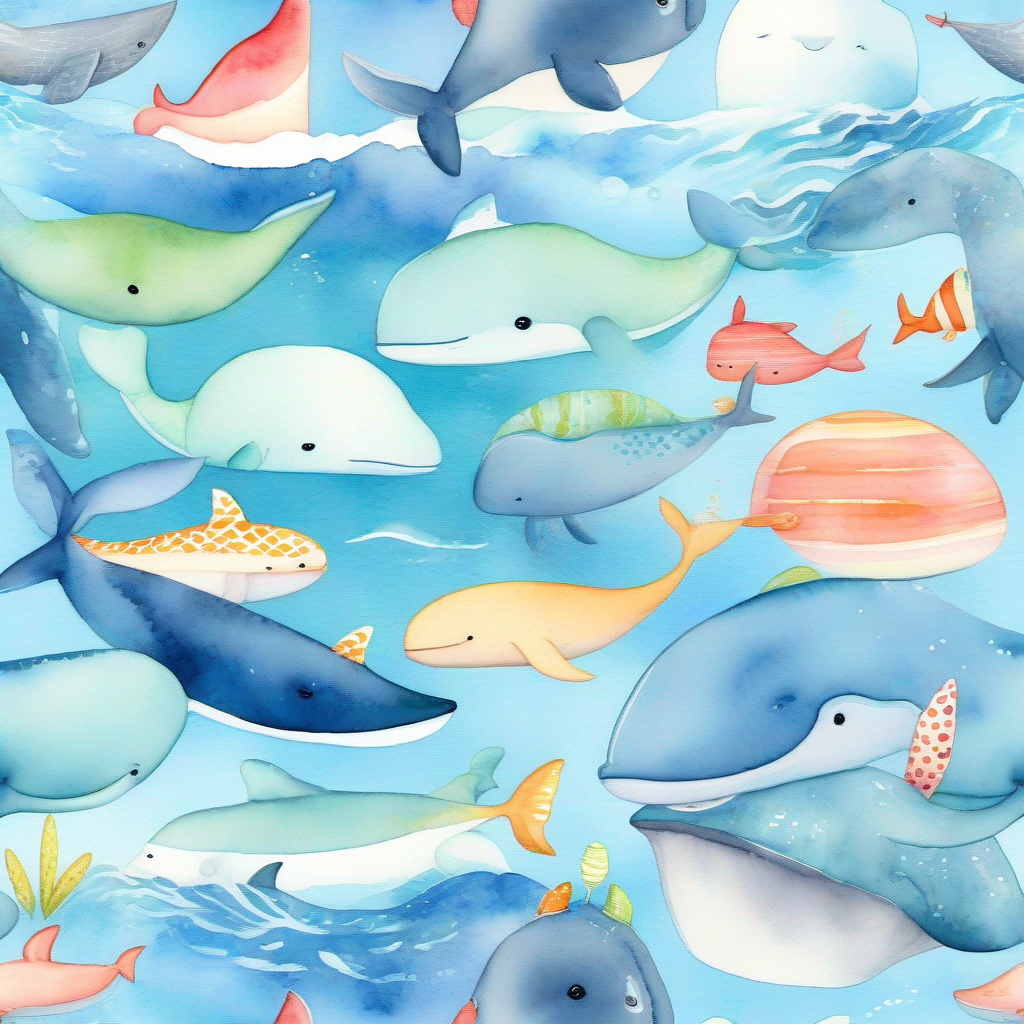 Special whale and friends spreading joy and friendship in the ocean.