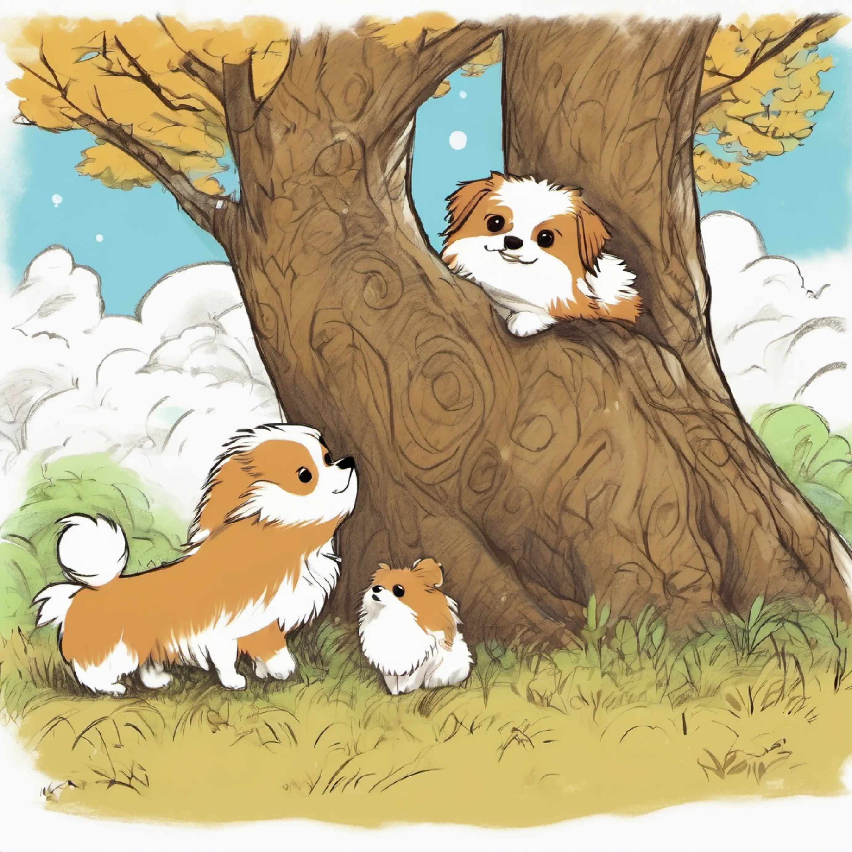 Oracinho and Tico set out to look for Leo near a tree.