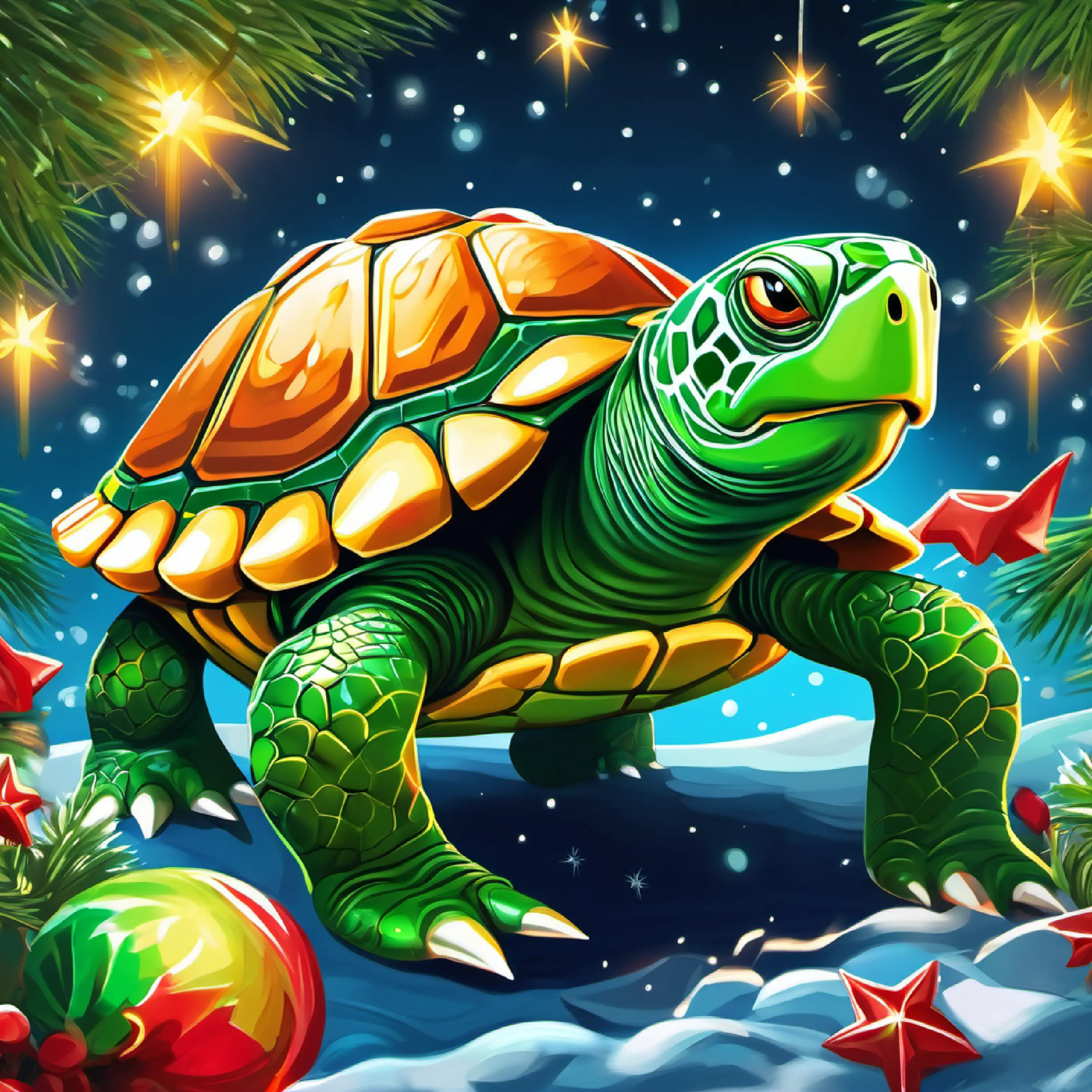 Large, green-turtle like creature with spikes and sharp teeth claims the last scoop of the new flavor, looking possessive.
