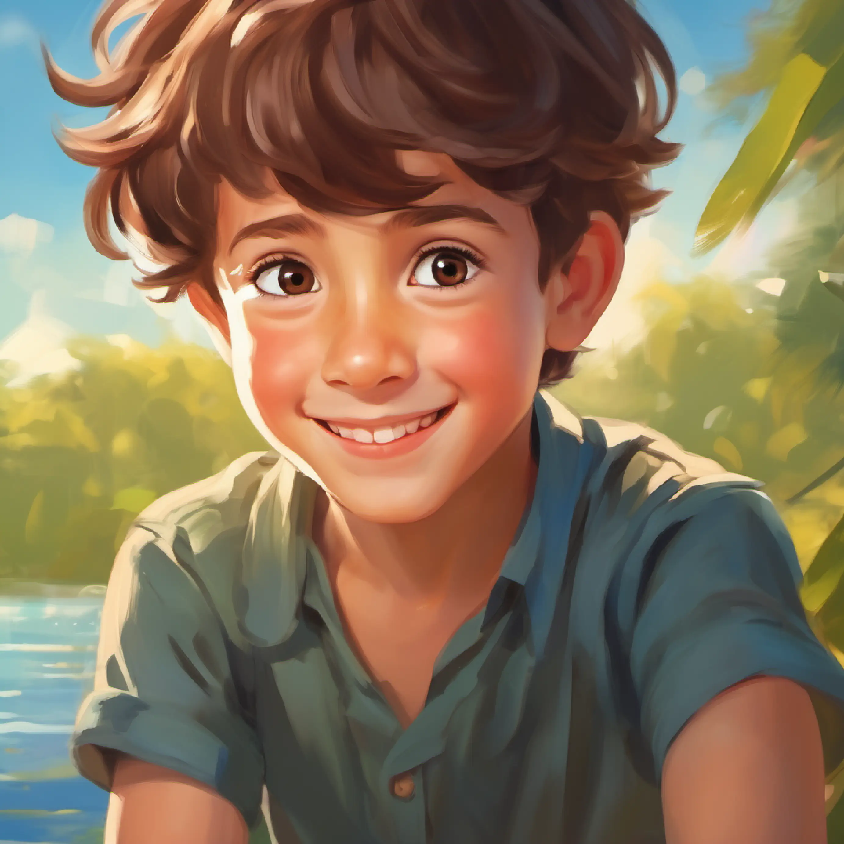 Short boy, brown hair, kind eyes, always wears a bright smile completes a reflex-training exercise.