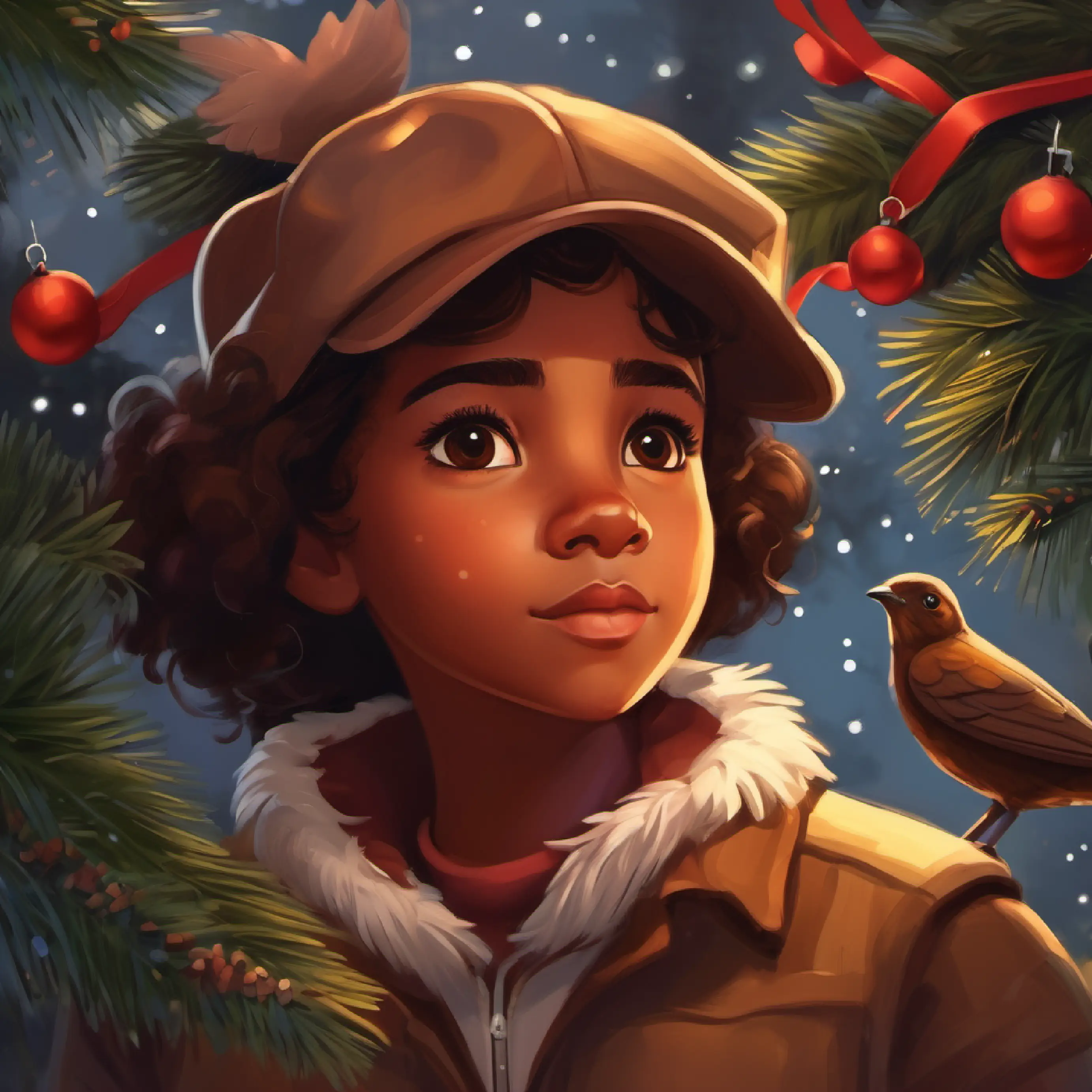 Collaboration between Young, curious girl with brown skin and bright brown eyes and the ranger to aid the recovery of the bird.