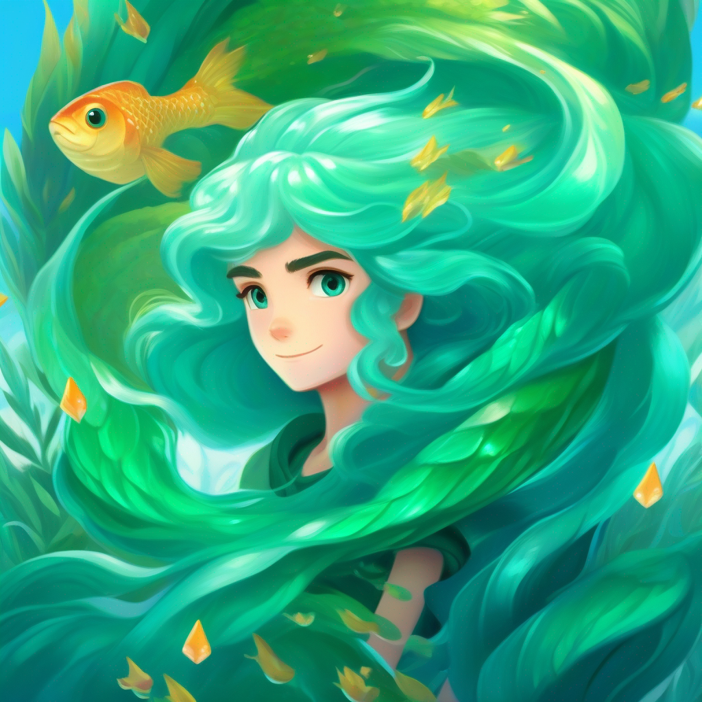 Aquamarine hair, emerald scales, curious and brave and the prince uniting the land and sea