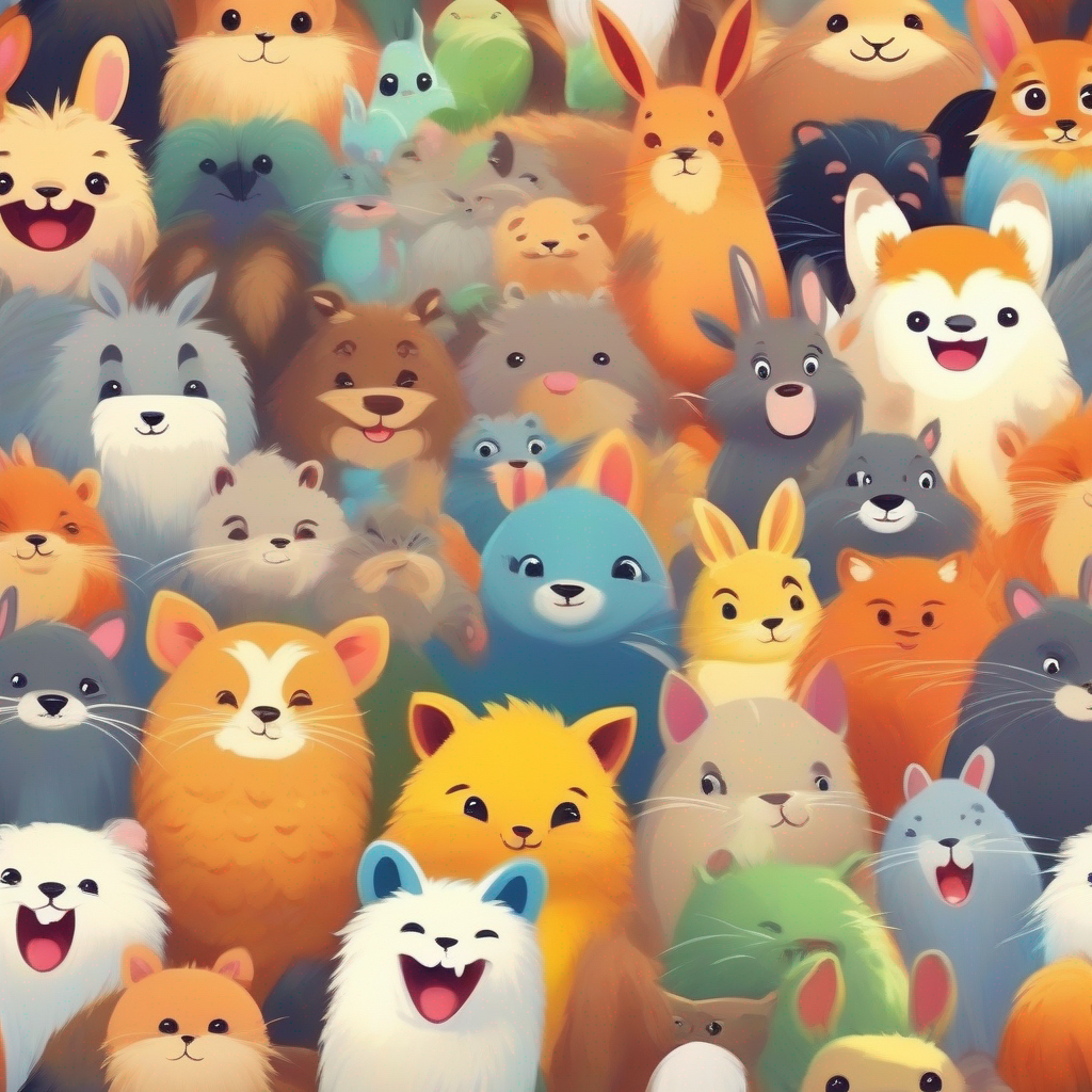 Various animals with different colors and happy expressions painting pictures