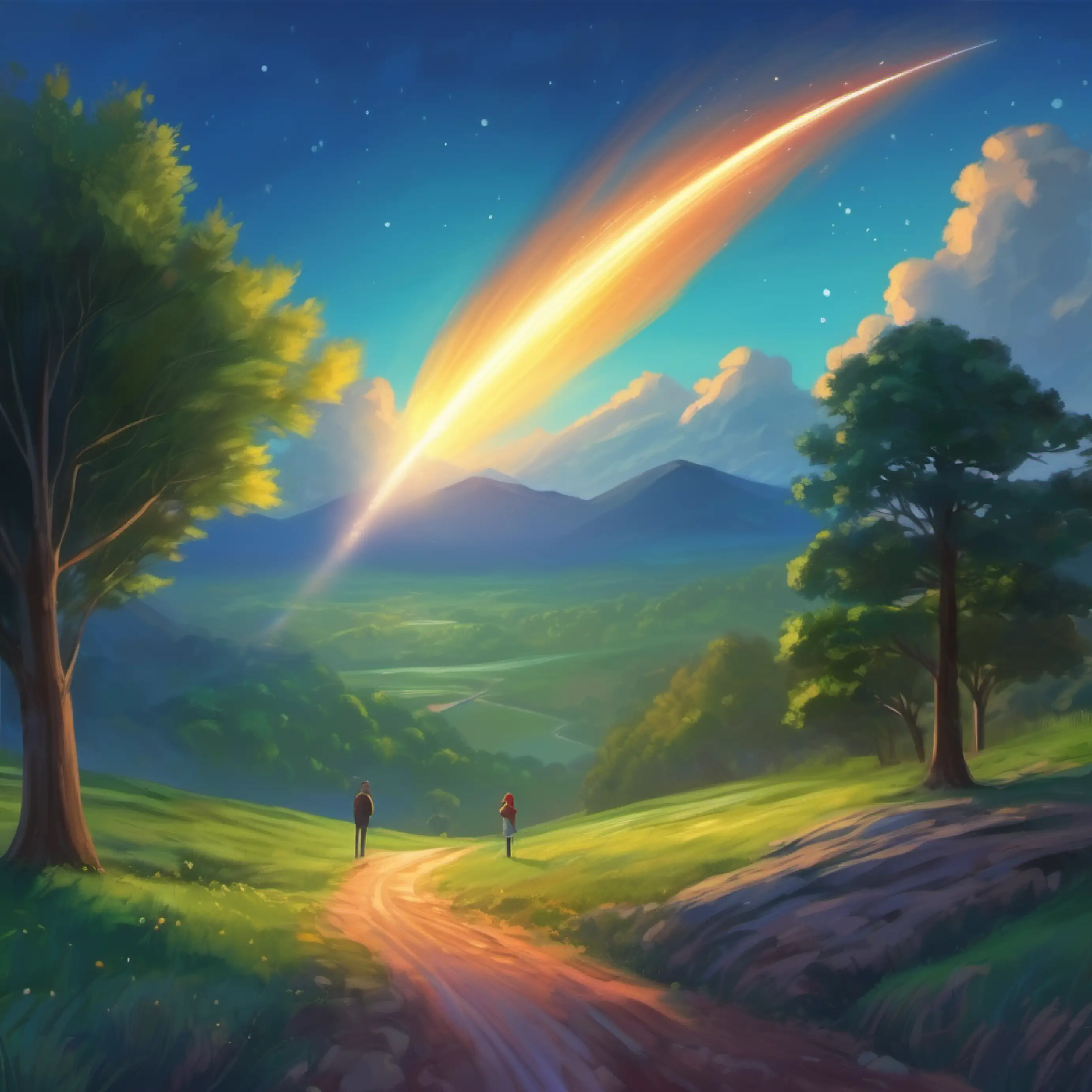 Meeting the comet, streak of light.