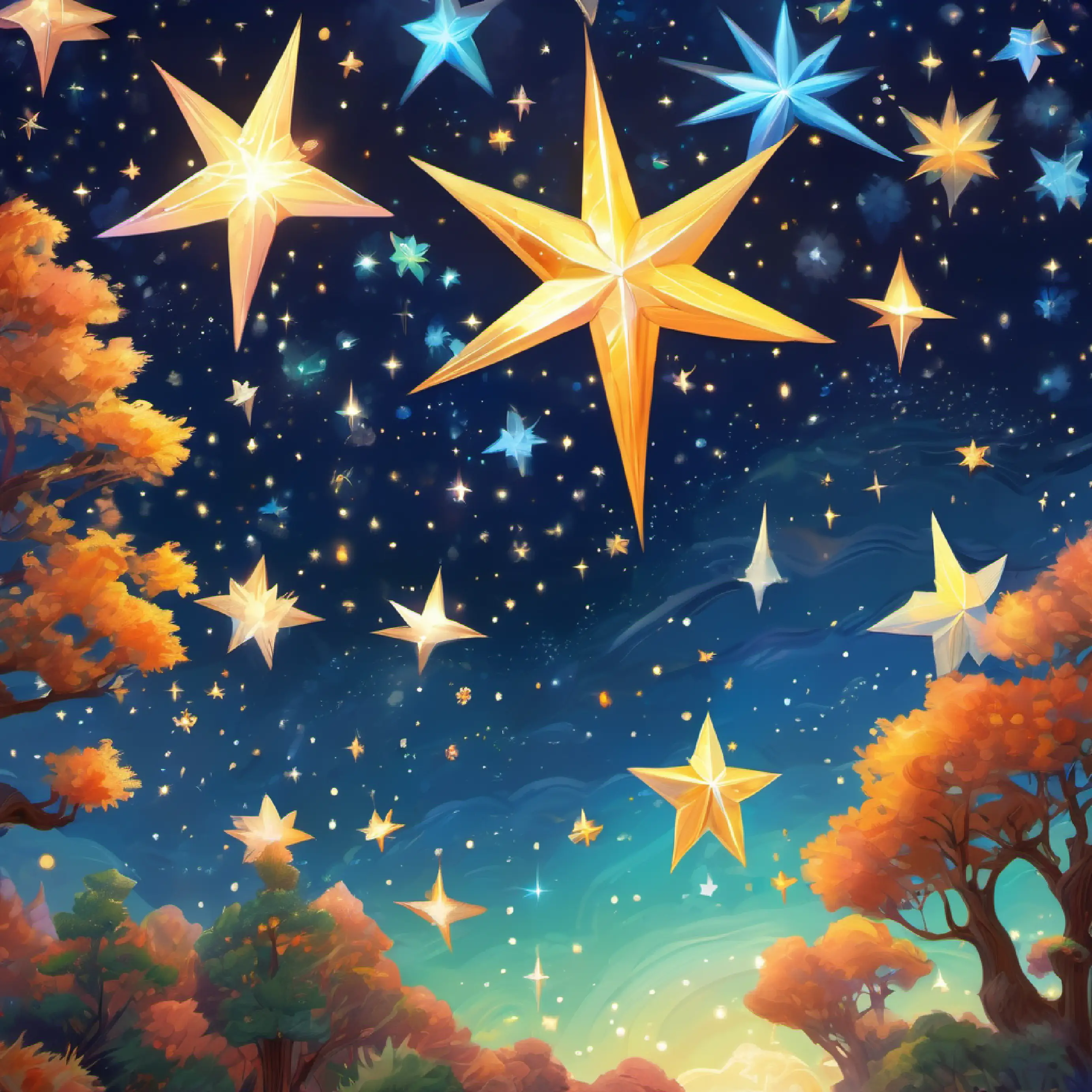 Group of stars, intricate pattern, twinkling offering, celestial patterns.