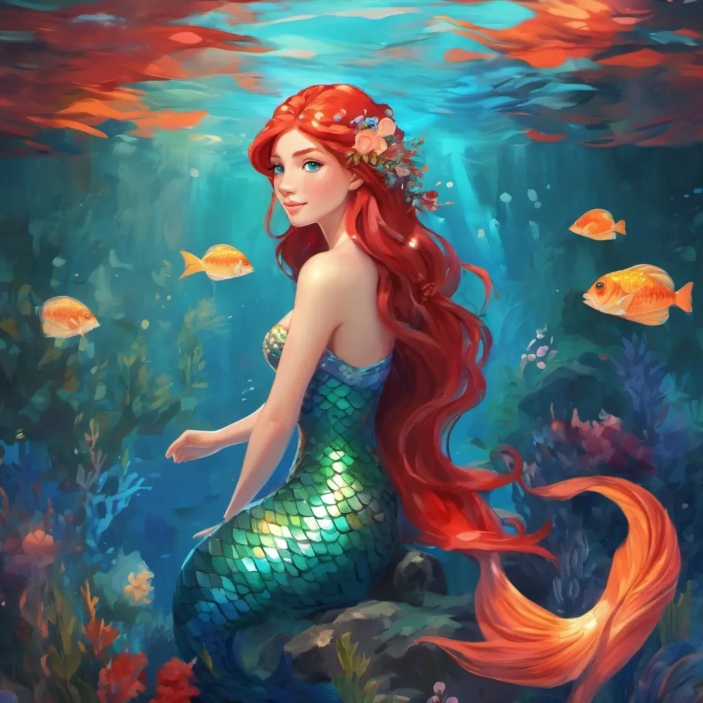 Mermaid princess with red hair and blue eyes becomes known as the 'Mermaid Princess of Compassion' for her kindness.