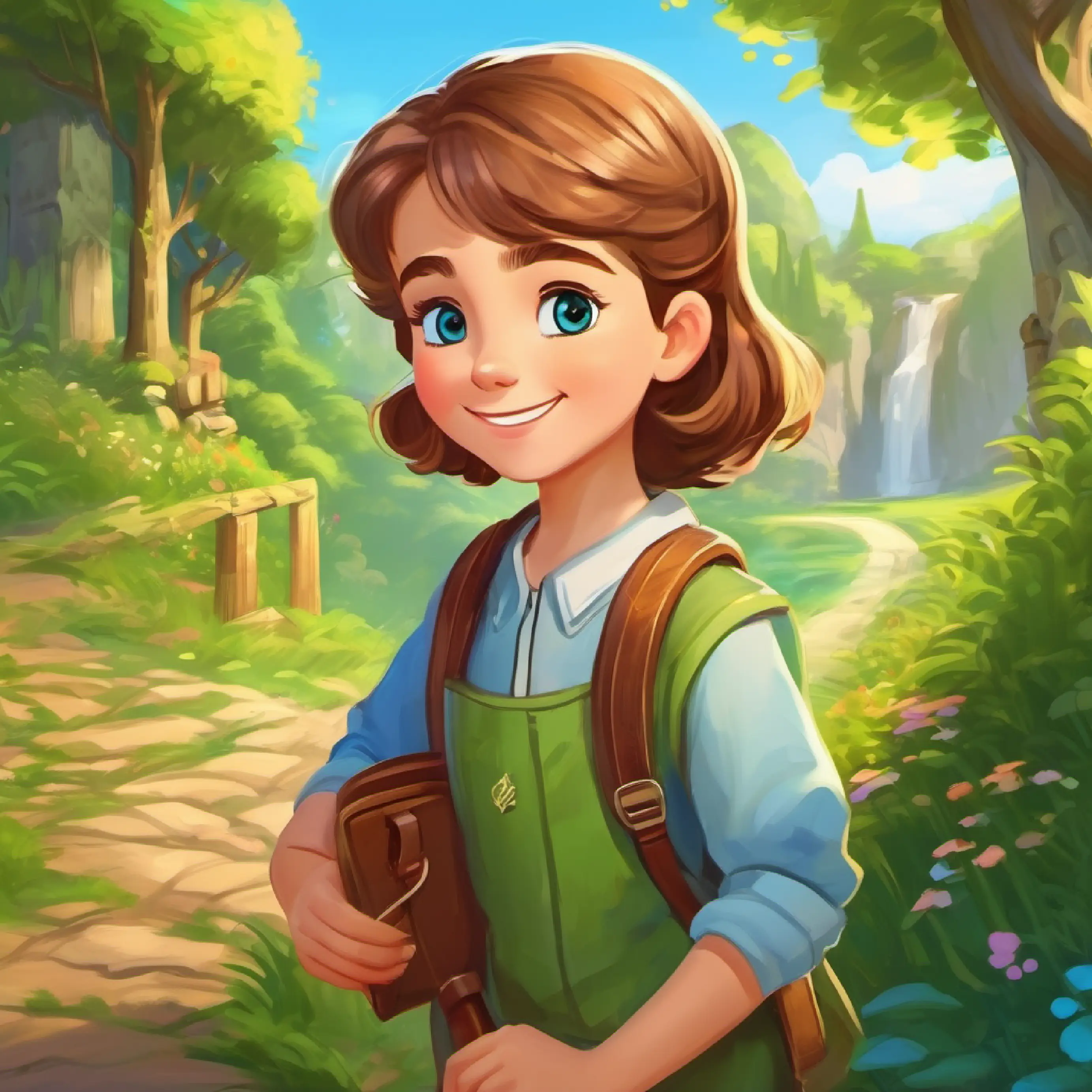 Young girl, long brown hair, bright blue eyes, loves adventures and Young boy, short blond hair, green eyes, always smiling participate in a treasure hunt.