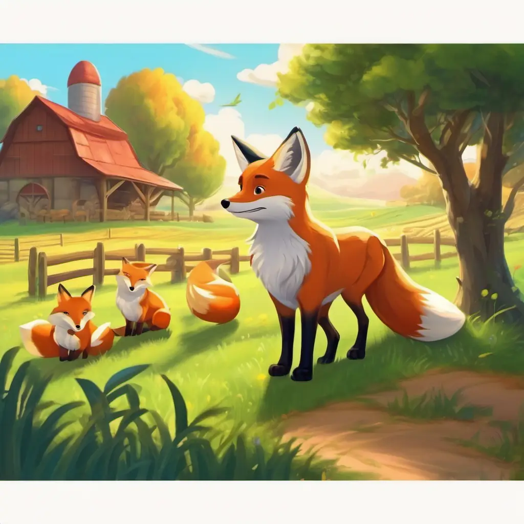 Introduction to the story, farm setting, and fox character.