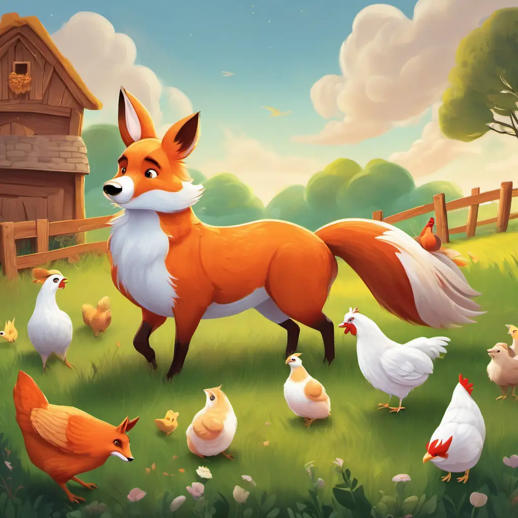 Other farm animals reacting to the friendship between the fox and the hen.