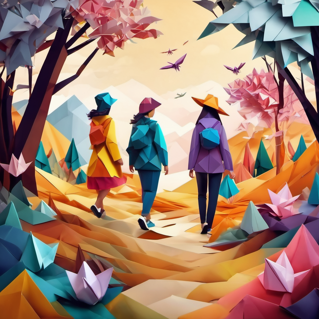 Friends on an adventure in magical landscapes