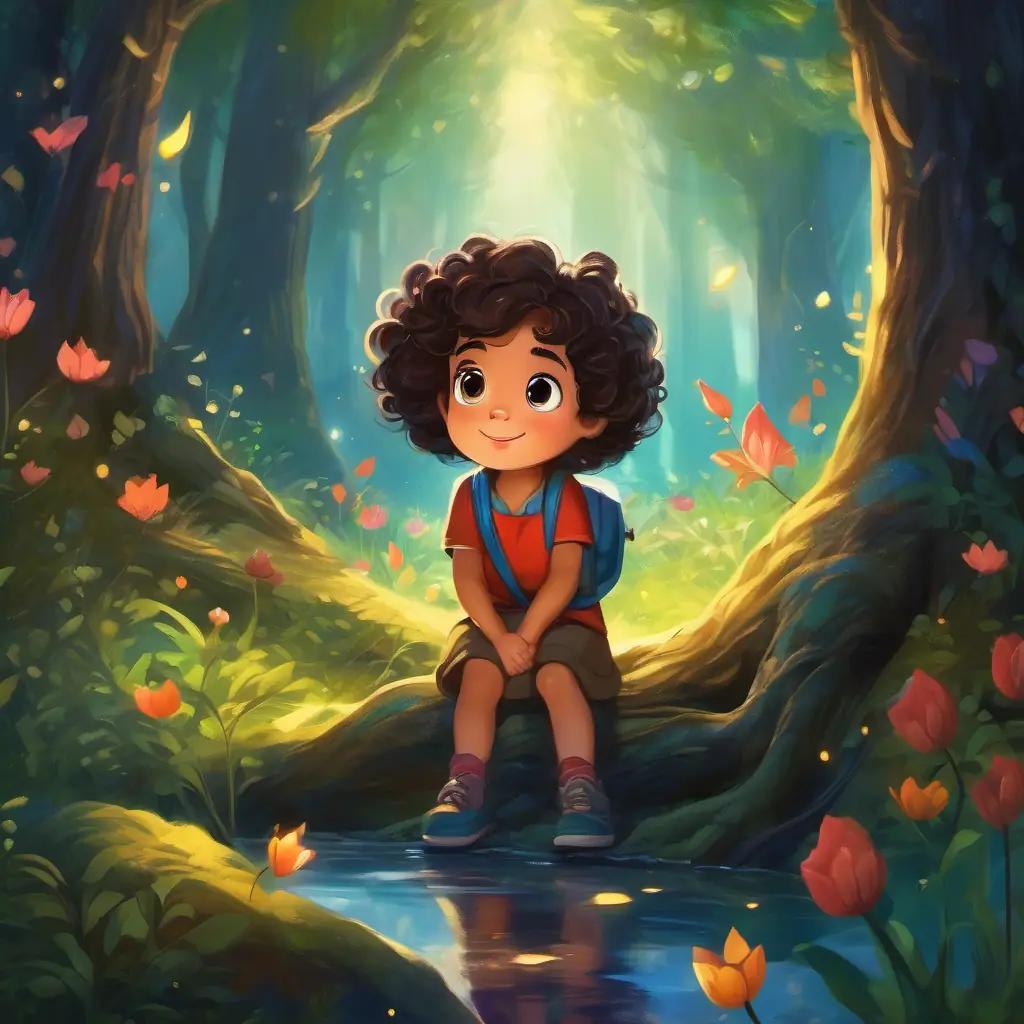 Magical forest adventure bedtime story illustration
