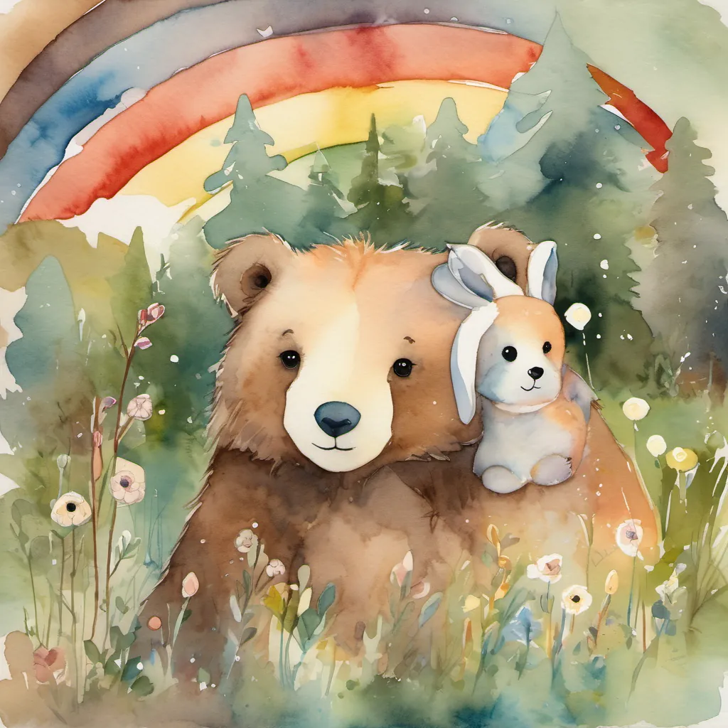Benny and the bunny heading towards a distant rainbow.