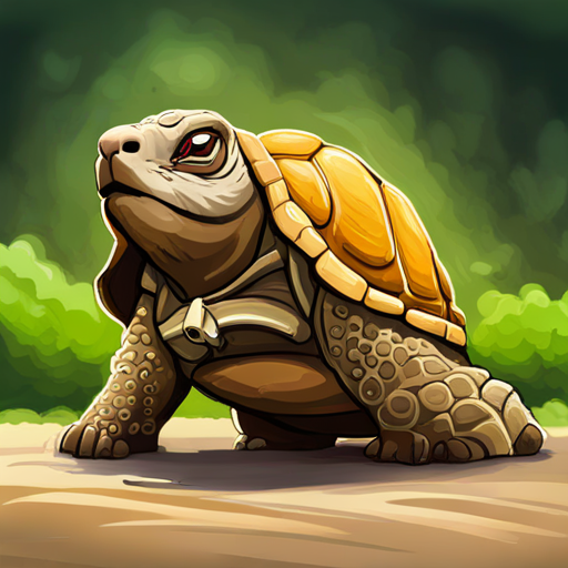 Tortoise - Slow, patient, green shell and Rabbit - Fast, energetic, brown fur standing at a starting line