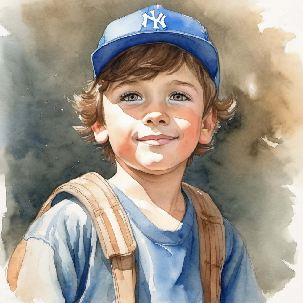 Brown-haired boy with a blue baseball cap feels proud for solving the problem