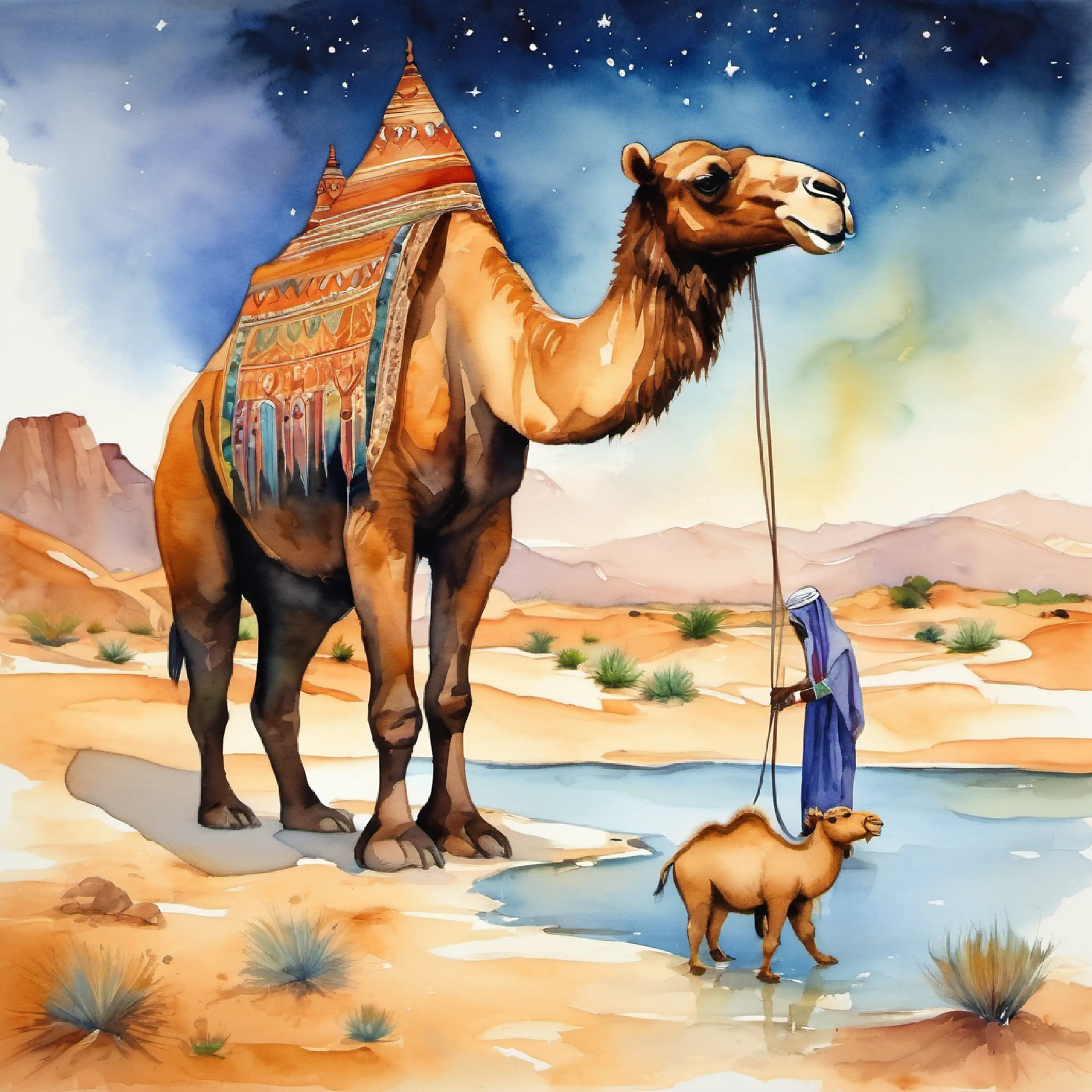 In the Desert of Dreams, Bear helps a thirsty Camel.