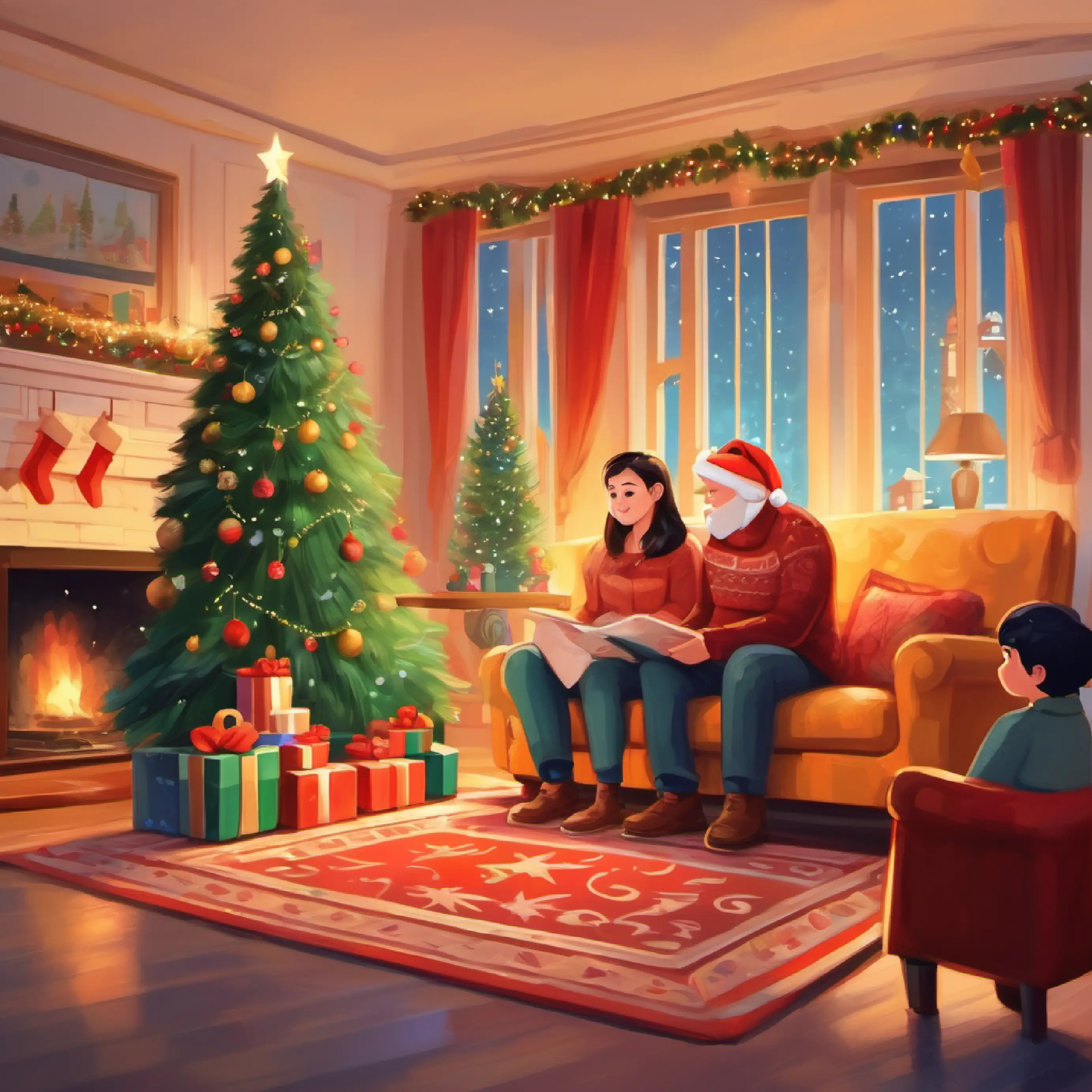 Parents watching kids, feeling proud of their honesty and teamwork in the living room.