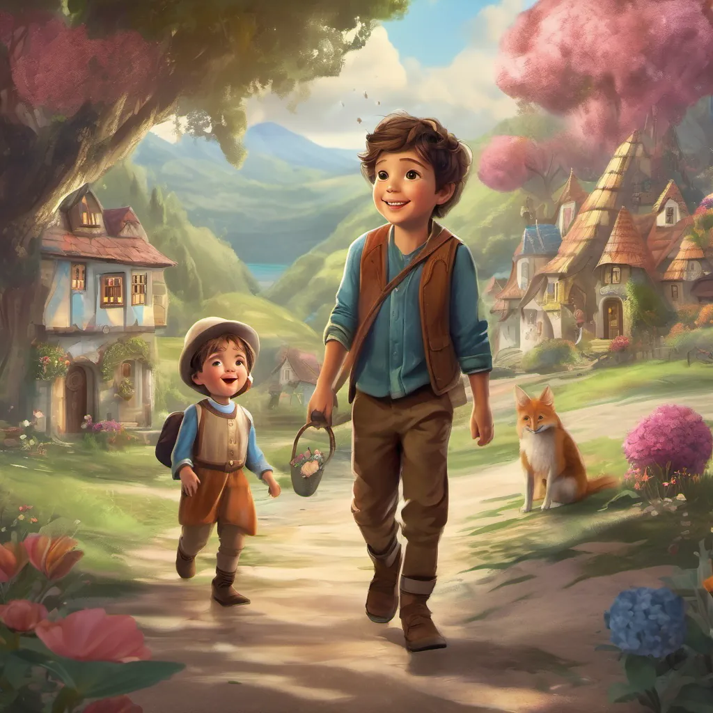 A young boy in a whimsical scene with his loving family.