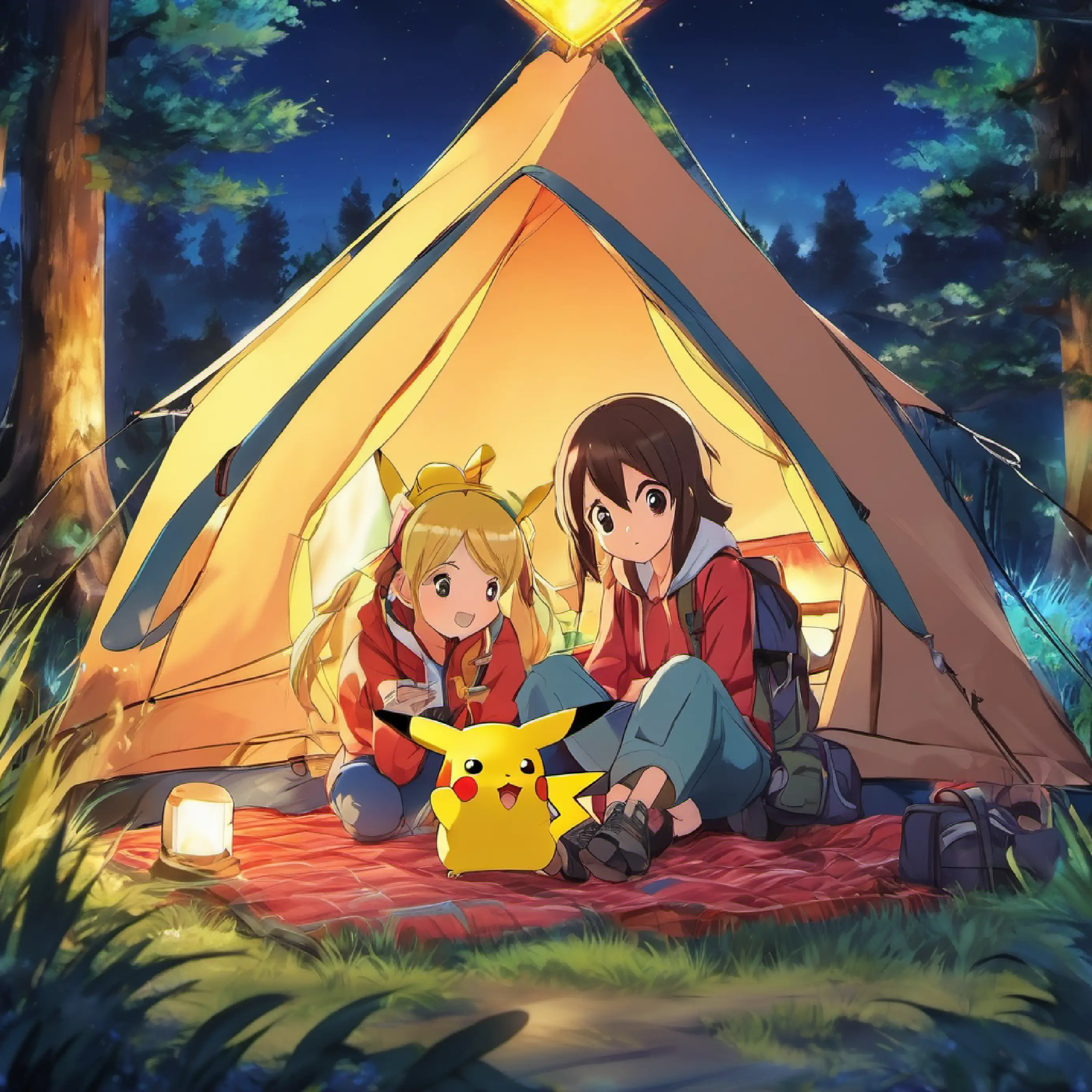 Alexis and Pikachu bond during their camping night.